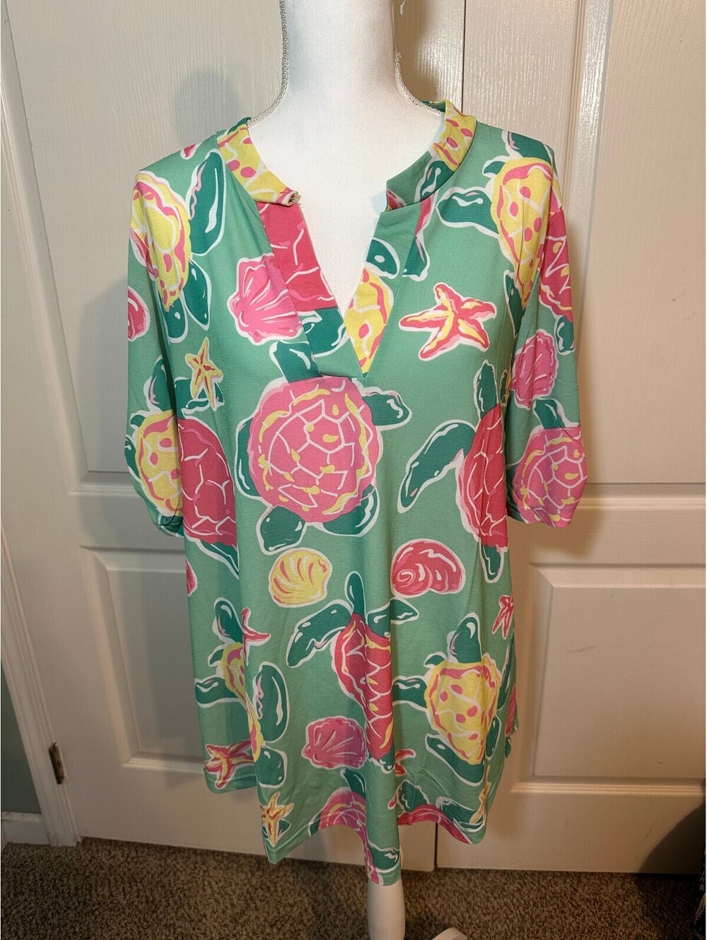 NWT Simply Southern Tropical Sea Turtle Tunic Dress Cover-Up Size Medium